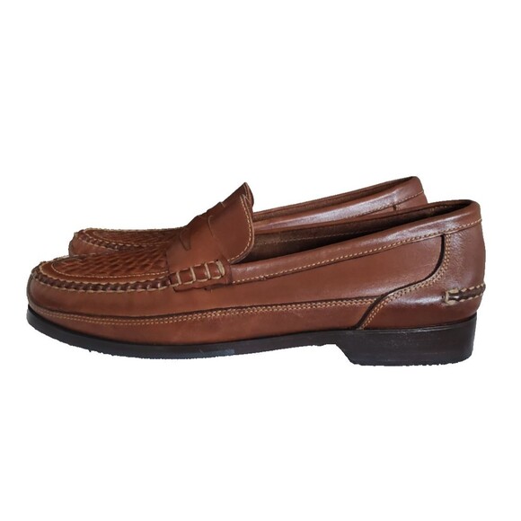 Bostonian Stadium Penny Loafer Brown Woven Leather 21633 First Flex Men\'s Sz 13M main image 8